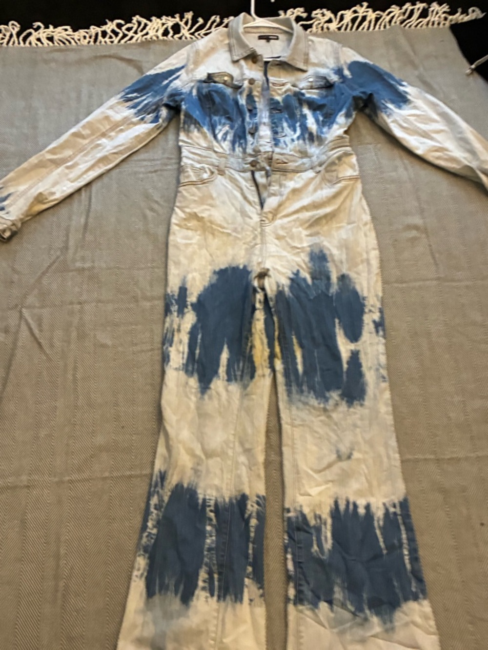 Tie-Dye Denim Jumpsuit - Blue